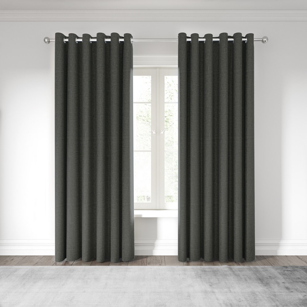 Nalu Kalo Lined Curtains by Nicole Sherzinger in Charcoal Grey